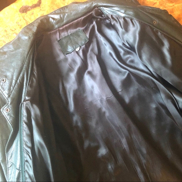 Vintage 80s leather deep green cocoon jacket - Picture 11 of 16
